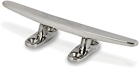 PROTECH 2 Stück Bootsklampe flach 4 löcher 200mm aus rostfreier Edelstahl A4 Festmacher V4A Klampen für Boot AISI 316 Belegklampen