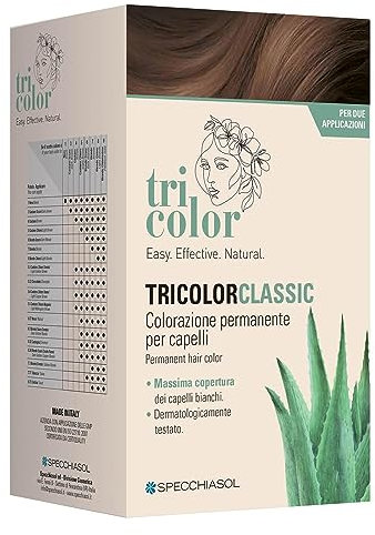 Specchiasol Tricolor Classic 5.5 Mahagoni Dauerfarbe - Hypoallergen, Allergiefrei - Maximale Abdeckung von weißem Haar und Glanz für gefärbtes Haar - Für alle Haartypen - Medium Braun, Dunkles Braun
