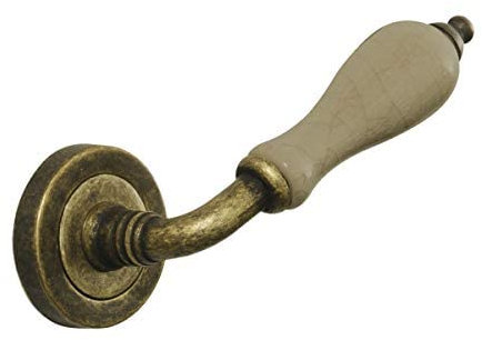 -1980-MADERAS CAMACHO SUMINISTROS INDUSTRIALES Juego de manillas de roseta porcelana modelo Delbas en bronce envejecido