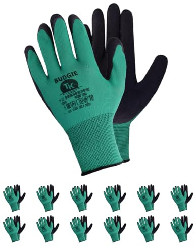 TK Budgie Arbeitshandschuhe Satz von 12 Paar Handschuhe aus PVC Baumwolle Gartenarbeit Arbeitsschutz (8)