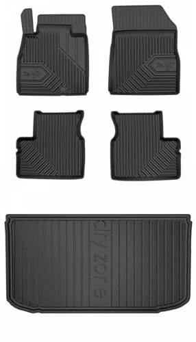 MOTOS Satz Gummifußmatten und Kofferraummatten passend für Nissan Micra K13 2010-2016 Hatchback, ohne höhenverstellbaren Kofferraumboden Verbessern Sie Ihren Reisekomfort mit Antirutschmatte Auto 3D-