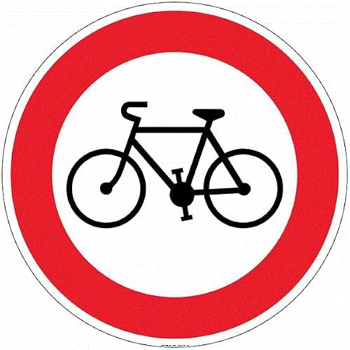 CARTELLO SEGNALETICO ROTONDO ISO 7010 - Divieto di transito alle biciclette - Adesivo Extra Resistente, Pannello in Forex, Pannello In Alluminio (PANNELLO IN FOREX 30 CM)