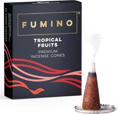 Fumino Räucherkegel mit frischem Duft Tropische Früchte – 1 Box à 15 Kegel Masala Agarbatti Räucherkerzen Klein - Duft für Entspannung, Meditation, Linderung bei Stress und Angstzuständen