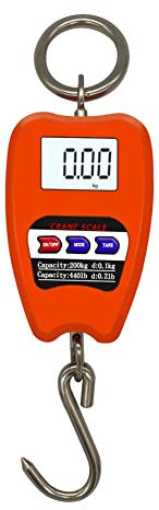 Orton - Báscula de grúa (200 kg, 441 Lb, pesando la balanza colgante industrial digital, 200 kg, 441 lb, resistente y naranja)