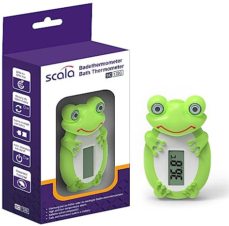 scala SC 1280 Digitales Badethermometer Frosch misst schnell und sicher die Badewassertemperatur für Babies und Kleinkinder.