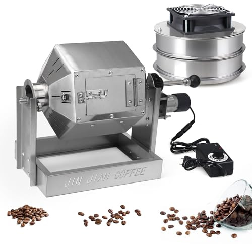 ICZW Coffee Bean Roaster with Cooler Gas 3.8L Coffee Bean Baker Drum Type Stainless Steel for Home and Commercial Use