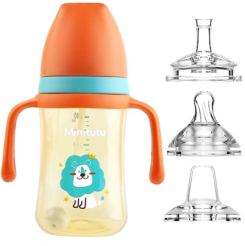 nohlerlife 3 in 1 Transition Cup Bicchiere Antigoccia Bambini Tazza 240ml, con Cannuccia con Beccuccio Morbido Senza BPA, Tazza di Apprendimento a prova di Perdite con Manici (Verde)