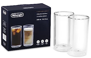 Delonghi Set mit 2 doppelwandigen Gläsern, Borosilikat, Cold Brew, 300 ml, Geschenkidee