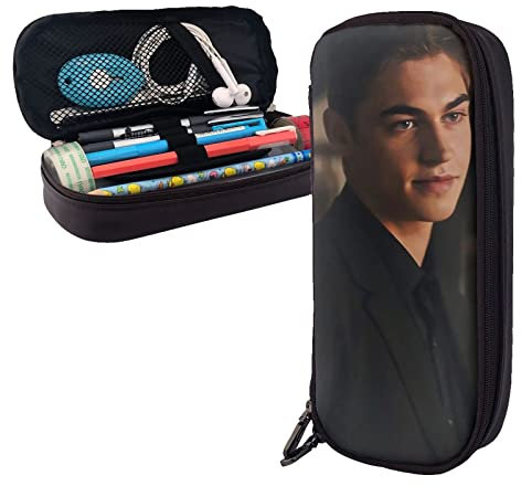 Hero Fiennes-Tiffin Trousse à crayons en cuir avec compartiments Grande pochette de rangement pour bureau collège, couleur, 5.0cm*10.5cm*20.5cm, trousse à crayons
