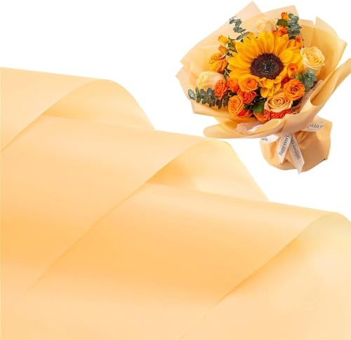 Jutieuo Geschenkpapier mit Pfirsichblumen, wasserdicht, Blumenpapier, solides Blumenstrauß, Geschenkpapier, Floristenbedarf (57,9 x 57,9 cm), 20 Blatt