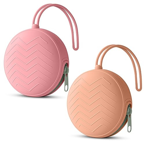 Aolso Silikon Baby Schnullerbox, 2pcs Aufbewahrung Schnullerhalter Case, BPA-Frei Schnullertasche, Tragbare Schnulleraufbewahrung Box, Wasserdicht Schnullerbox, Mädchen & Junge (Rosa/Bohnenpaste)