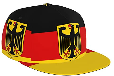 FJAUOQ Lustige Deutschland Flagge Hüte Deutsche Flagge Baseball Cap Herren Damen Verstellbar Deutschland Flat Bill Snapback Baseball Cap, Deutschland-Flagge-n01, One size