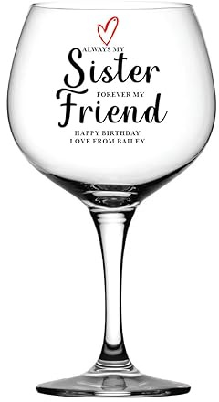 ukgiftstoreonline Personalised Sister Birthday Gin Cocktail Drink Glass Any Occasion Large 696 ml