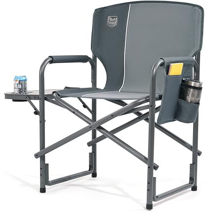 TIMBER RIDGE Campingstuhl Faltbar Aluminium Ultraleicht 3,3kg Regiestuhl klappbar 180kg mit Seitentisch Angelstuhl mit Seitentasche Getränkehalter tragbar für Camping Angeln Strand Picknick Festival