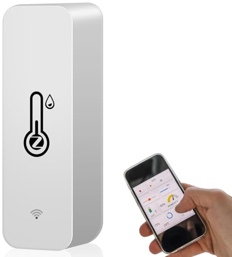 Zigbee Temperatursensor und Feuchtigkeitssensor, Tuya Smart Thermometer Hygrometer, Mini Innentemperatur und Feuchtigkeitssensor App Fernbedienung für Babyzimmer, Gewächshauszubehör, Garage