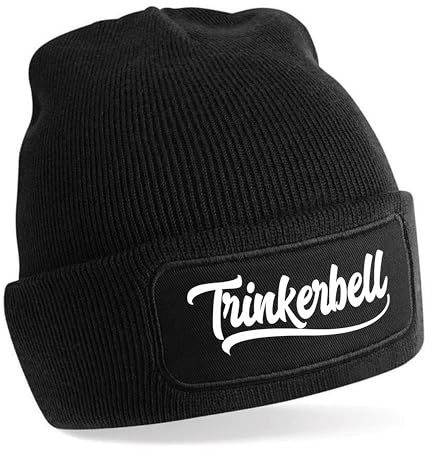 Herzbotschaft Beanie Strickmütze mit Spruch | Trinkerbell | Farbwahl | Unisex SoftTouch angenehm weiche und warme Wintermütze | OneSize Einheitsgröße für Erwachsene