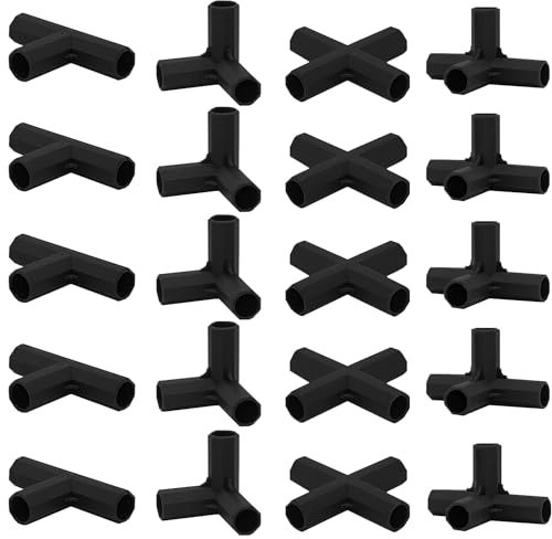 20 pezzi Connettori per Telaio per Serre, Giardino Telaio Connettori, Connettori per Telaio Giardinaggio, Giardino Gabbie Angolo Connettore, 4 Tipi, per Tubi con Diametro 11mm, Scaffali da Giardino