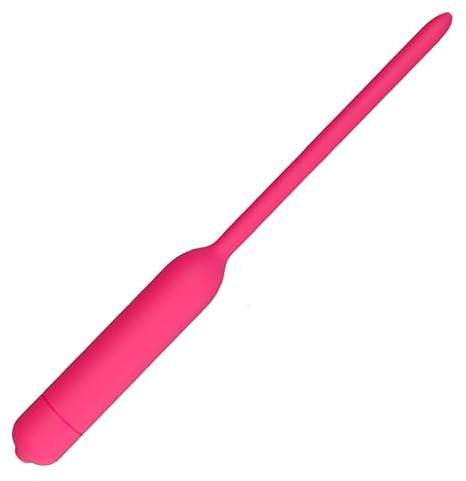 Men's Silicone Urethral Vibrator - Prostate Massager & Stimulation Rod, 10 Vibration Modes, Soft and Comfortable, Adult Pleasure Device (Red Short Version, Diameter 7.5mm)
