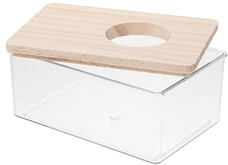 Happyyami Sandbadbox Aus Acryl Mit Holzdeckel Für Hamster Meerschweinchen Und Chinchillas Transparentes Badetopf Sandbaden Toilette Für Kleine Haustiere