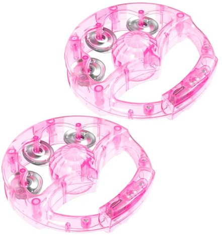 Toyvian Leuchtendes Tamburin 2 Stück Kunststoff Blinkend 12cm Handinstrument Karaoke Party Zubehör
