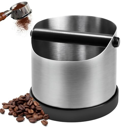 Avtappningsbehållare för portafilter – espresso avtappningsbehållare knock box för kaffesats, rostfritt stål kaffe knock box, kaffe knacklåda barista tillbehör, kaffesump behållare för dina
