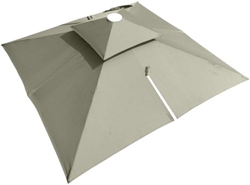 QSPNVFB 3x3m Copertura di Ricambio per Ombrellone Quadrato Decentrato 8 Stecche Telo di Ricambio per Ombrellone da Piscina, Baldacchino per Ombrello Patio(Taupe,3m (10') Single Top)