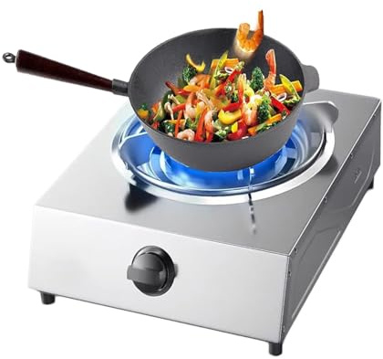 THEGA Fornello A Gas da Esterno da 5,2 KW, Fornello da Tavolo A Gas con Un Solo Bruciatore, Fornello A Gas Portatile Ad Alta Potenza A Nove cavità, Accensione Automatica(NG)