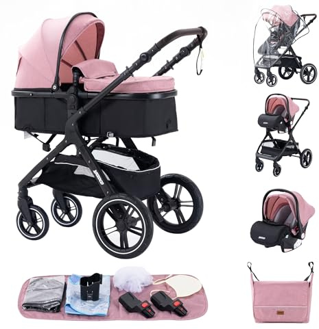 ALYIKOU Carrito Bebe 3 en 1, Carro Bebe 3 Piezas con Empuje Reversible de Dos Vías, Cochecito Bebe 3 Piezas con Estructura de Aleación Aluminio, Coche Bebe 3 en 1 Recién Nacidos,negro