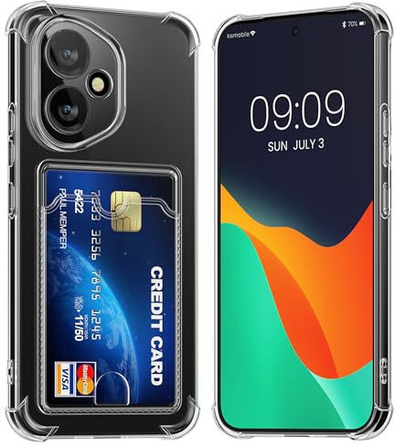 kwmobile TPU Case with Card Slot Compatible with HONOR 400 Case - Shockproof Wallet Smartphone Cover - Built in Card Holder - Transparent