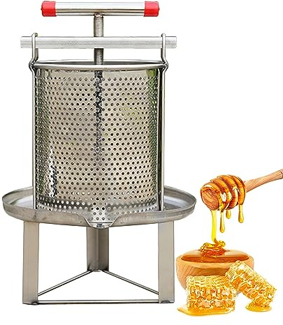 Honigschleuder Aus Edelstahl, Manuelle Honigpresse, 12 L Großes Fassungsvermögen, Bienenwachsextraktion Und -Filtration, Imkerei Und Gewerbliche Doppelnutzung (A)