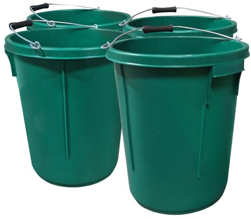 4x Green Plasterer Bucket Heavy Duty Plasterers Bucket for Mixing Building Plaster and Holding Water or Animal Feed - 25 Litre