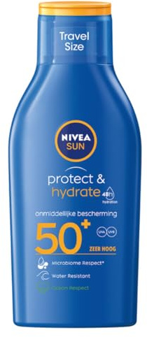 NIVEA Sun Protect & Hydrate Sunscreen Lotion SPF50+ Travel Size 100 ml, crème solaire hydratante avec hydratation longue durée, absorption rapide, protection résistante à l'eau pour le visage et le