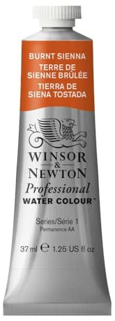 Winsor & Newton 0114074 professionell akvarellfärg, levande vattenfärger i konstnärskvalitet, hög färgglans och ljusäkta, arkivkvalitet, 37 ml rör – bränd siena