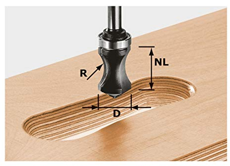 Festool Griffleistenfräser HW S8 R16/NL32 – Griffmuldenfräser | Hartmetall-Fräser für Grifföffnungen an Möbelfronten – Schaft 8 mm, Radius 16 mm, Nutzlänge 32 mm