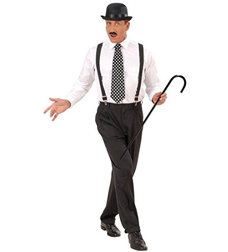 NET TOYS Spazierstock Charlie Chaplin Stock schwarz Gehstock als Kostüm Zubehör Krückstock Wanderstock Accessoire