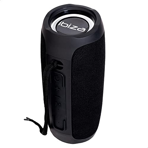 Ibiza - BULLET30 - Baffle portable Bluetooth 360° de 30W, sur batterie avec anneaux lumineux LED et fonction TWS - Noir