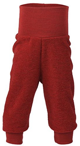 Engel Baby Hose Frottee, 100% Schurwolle, Natur, Gr. 50/56-86/92, 4 Farben (74/80, Rot Melange)