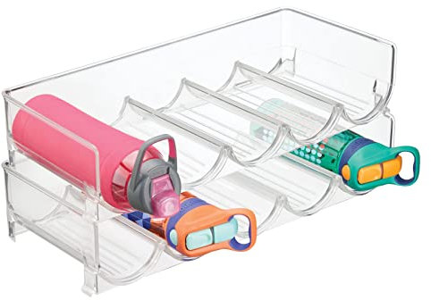 mDesign 2er-Set Flaschenregal stapelbar – praktisches Weinregal Kunststoff für bis zu 5 Flaschen – handliches Regal für Weinflaschen oder andere Getränke – durchsichtig