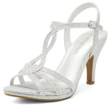 DREAM PAIRS Women's Heeled Sandals Wedding Platform Sandal for Women, AMORE_3,Size 6.5,Sliver-2,AMORE_3