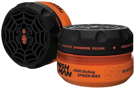 NISHMAN Aqua Spider Wax S1 – Black Widow 150g – Parfum Agrumes – Tenue Forte & Finition Brillante Cire Coiffante pour Hommes, Coiffage Flexible pour Tous Types de Cheveux