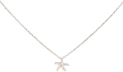 DUR Anhänger und Ohrstecker Seestern mit Kugelkette Silber | Echter Strand-Sand und 925 Sterling Silber | Kette aus 925 Sterling Silber | P2826 | O4920 | K2255.50