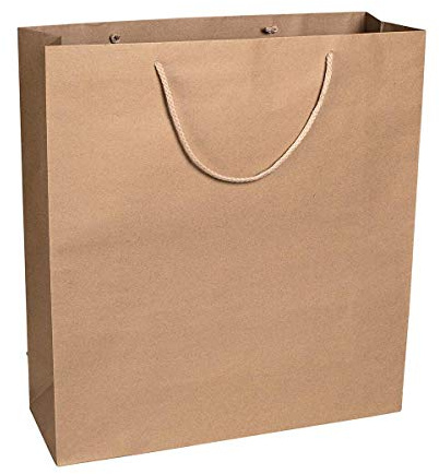 Papiertragetasche braun, 45 x 49 x 16 cm, mit Baumwollhenkel Papiertasche, Geschenktüte Kraftpapier - 12 Stück/Pack
