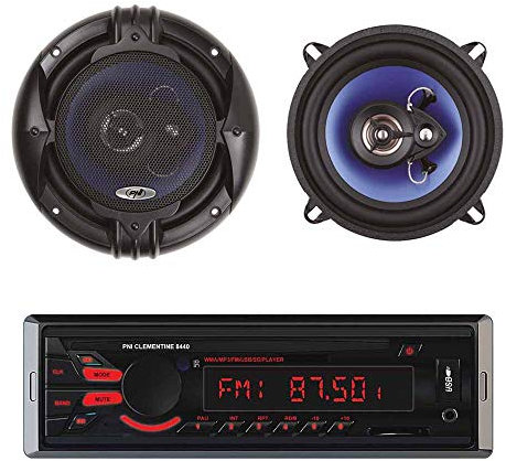 Paquete Radio Reproductor MP3 Coche PNI Clementine 8440 4x45W USB SD AUX 12V con Juego de 2 Altavoces coaxiales para automóvil PNI HiFi500, 100W, 12.7 cm