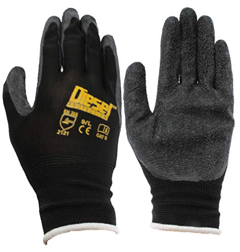 Diesel Protection Pro-Tekk Latex Foam Grip Coated Work Gloves (12 Pairs of Gloves, Size Large)