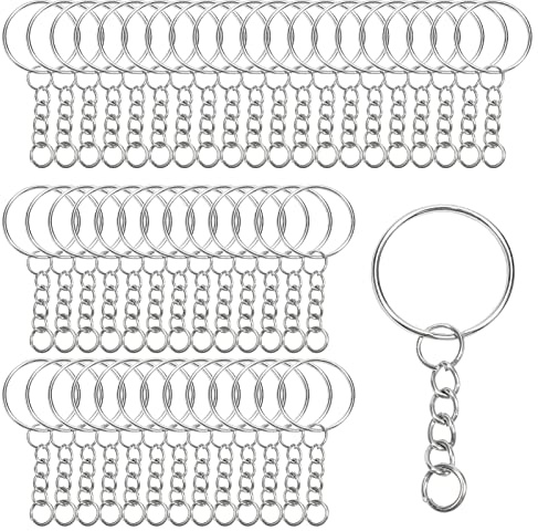 TOAOB 100 Stück Spaltringe 25 mm Schlüsselanhänger mit Kette Selber Machen | Spaltring Schlusselringen für Basteln, Ketten für Schlüsselringe, Handwerk DIY Schmuckherstellung