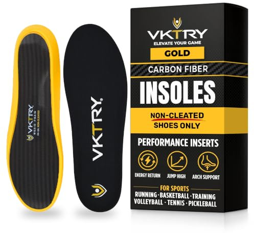 VKTRY Gold Sport Insoles for Non-Cleated Shoes - Carbon Fiber Insole