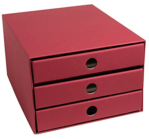 PresentFill® Schubladenbox Pappe Bordeaux - 100% Recycling Karton - Made in Germany - Schubladenturm für DIN A4 Papierablage - stabil stapelbar - Büro Schreibtisch Organizer – Ablagebox - Ordnungsbox