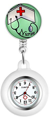 Avaner Krankenschwesteruhr Pflegeruhr Analog Quarzwerk FOB Ansteckuhr mit Pin/Clip Taschenuhr mit Silikonhülle für Arzt Doktor Medical