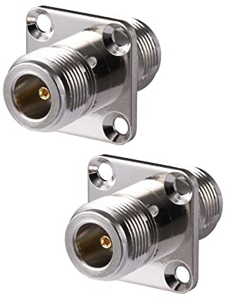 Vecys 2PCS N Buchse auf N Buchse 4 Loch Flansch Adapter für die Plattenmontage N Typ Koax Adapter