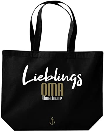 Shirtinstyle Beutel Tasche, Lieblingsmensch Lieblings Oma mit Wunschname, Jute Name Wunschtext, Shopper, Beutel, Tasche, Farbe Schwarz